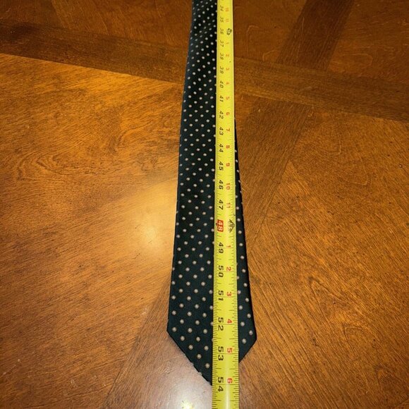 Johnny Carson Hunter Green with Gold Dots Polyester Mens Tie Vintage 54" Long - Picture 6 of 7